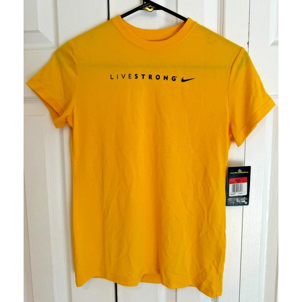NEW Nike LiveStrong‎ Dri-Fit Yellow Short Sleeve T-Shirt Girls Size Large